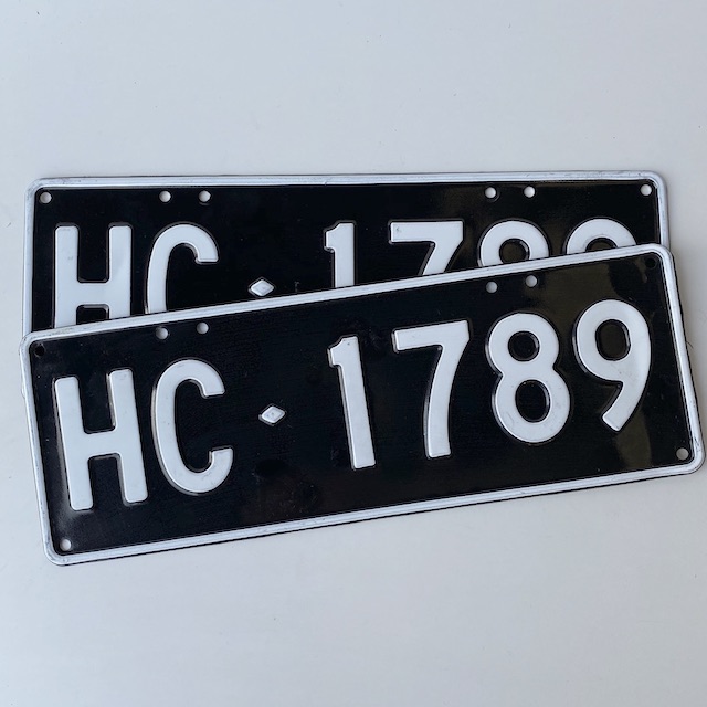 NUMBER PLATE, Victorian Black White Hire Car (Pair) 